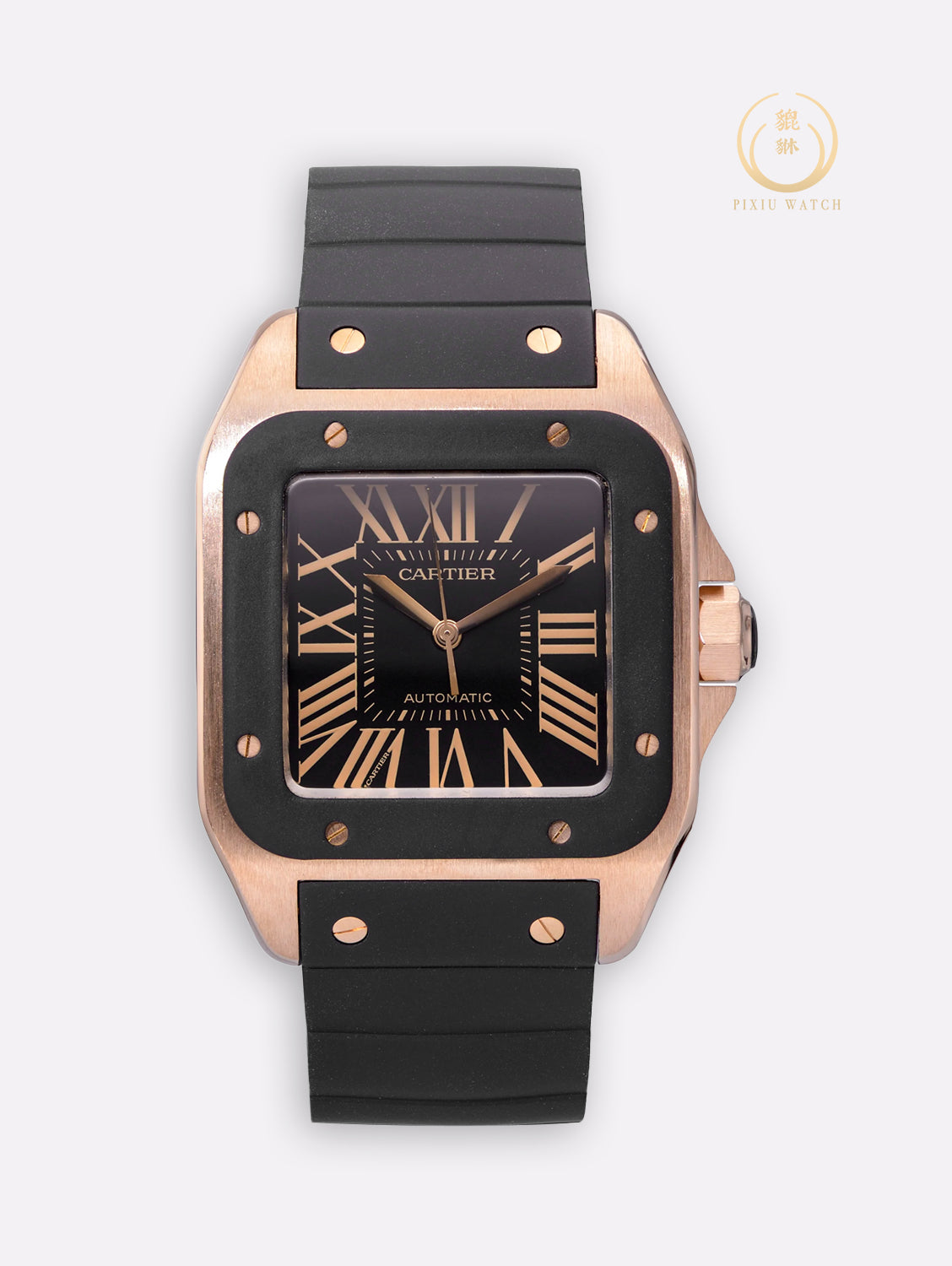 Cartier Santos 2792 Rose Gold/Rubber (L)