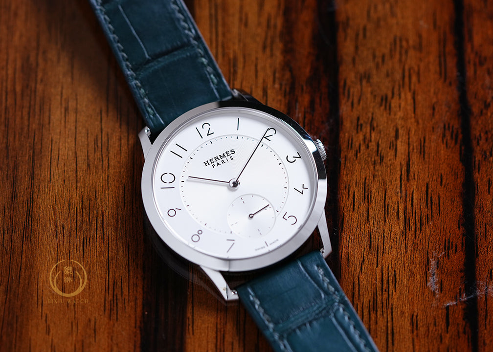 Hermes Slim Large Model Silver Dial