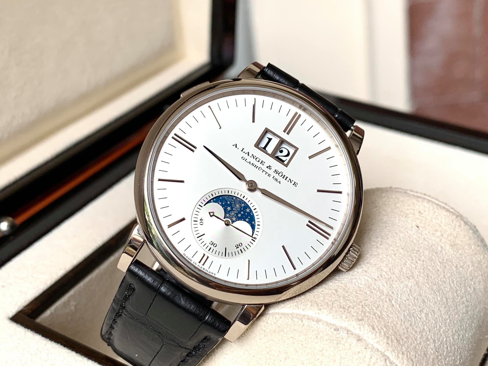A. Lange & Sohne Saxonia Moonphase White Gold