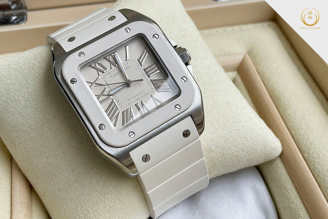 Cartier Santos 100 White Rubber