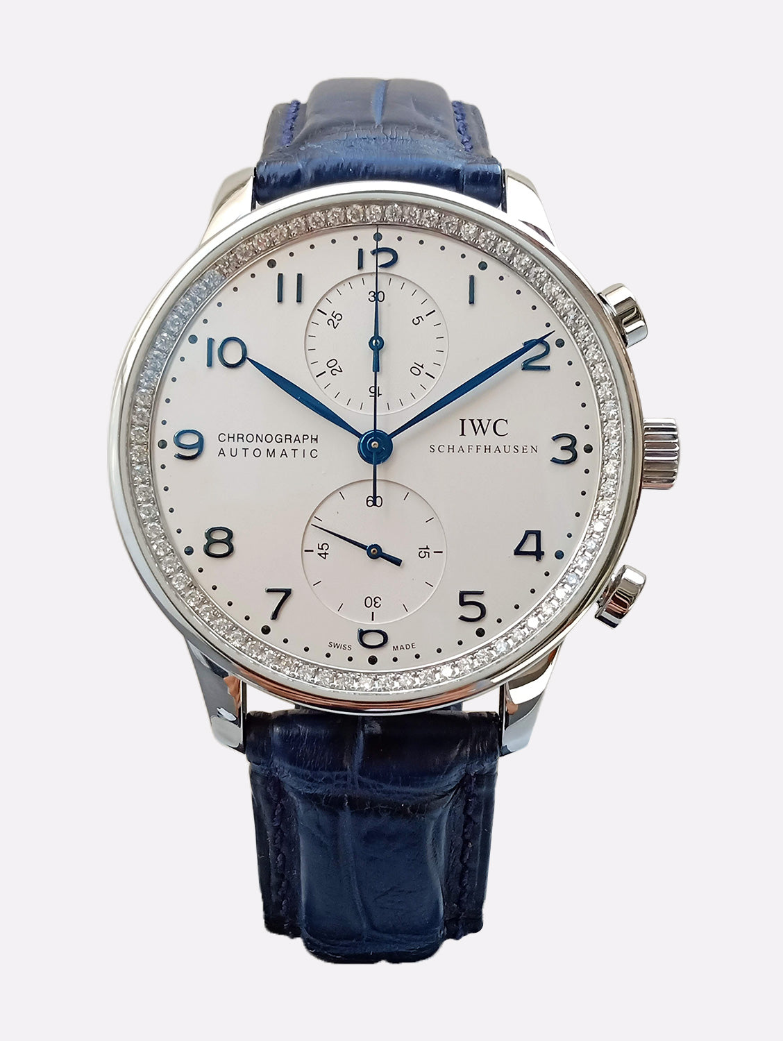 IWC Portuguese Chronograph IW3714 Blue Steel Diamond