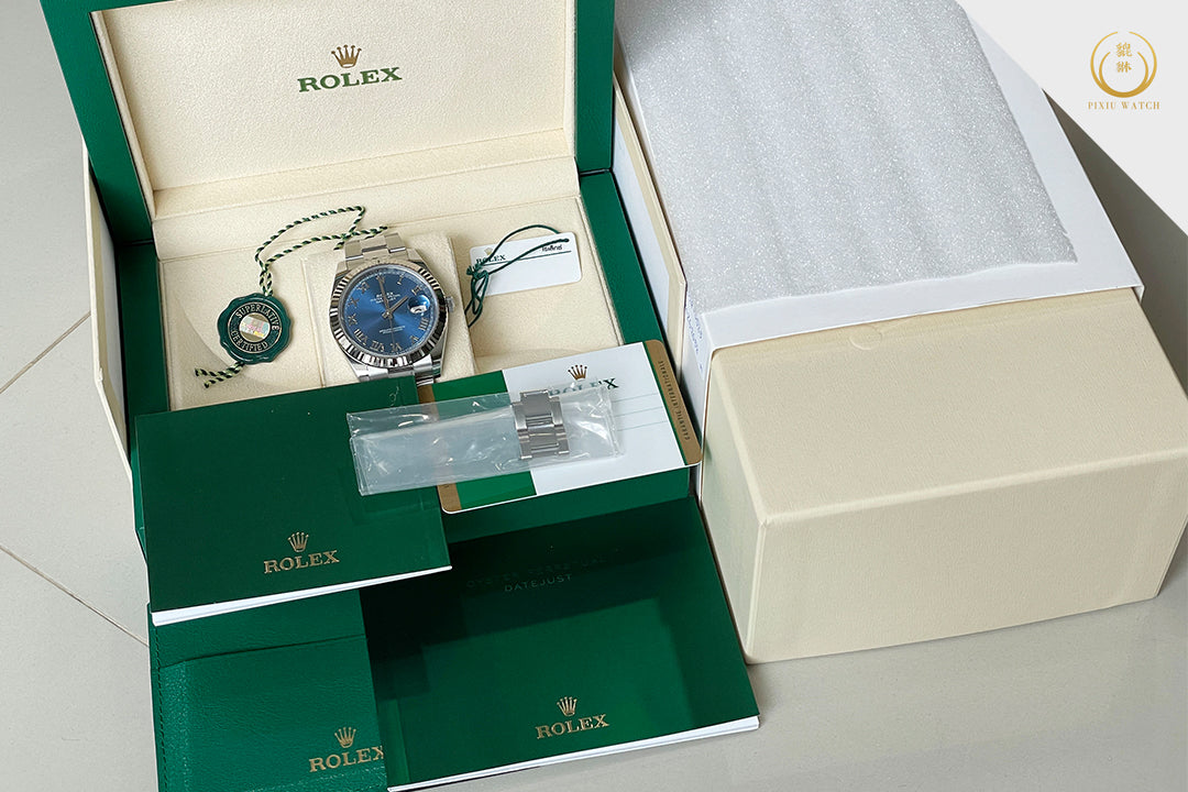 Rolex Datejust Fluted Bezel White Gold Blue Dial