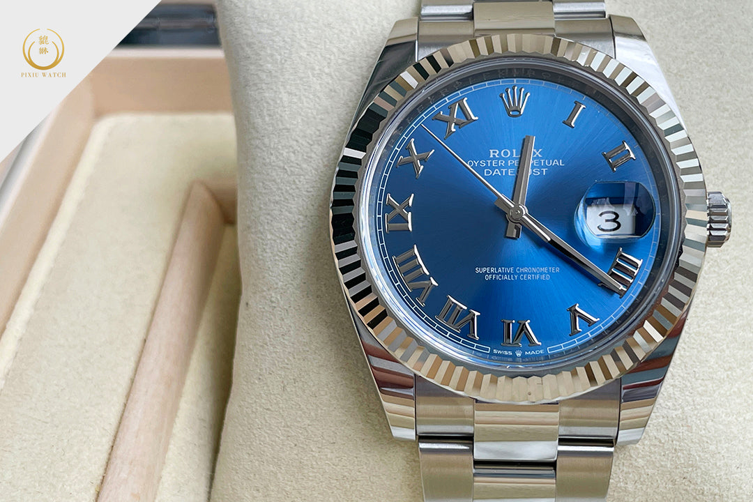 Rolex Datejust Fluted Bezel White Gold Blue Dial
