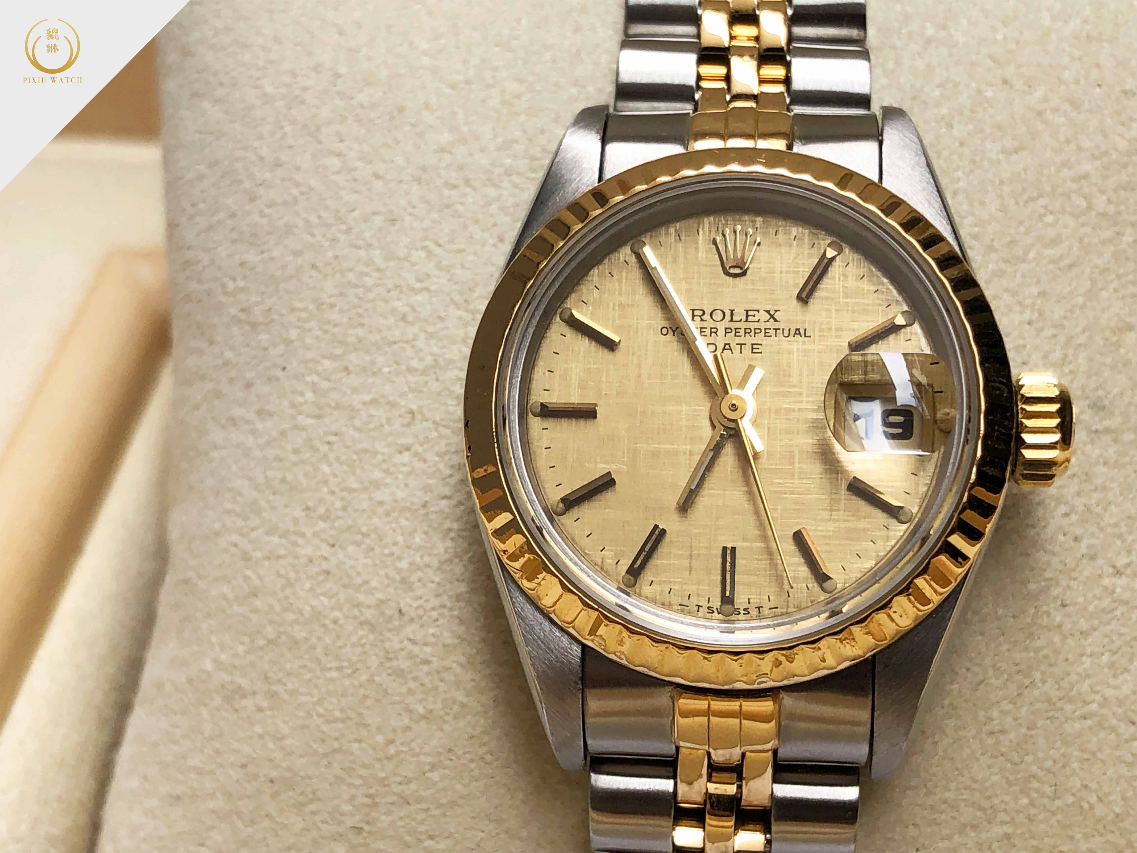 Rolex Oyster Perpetual Lady Date Two Tone Linen Dial