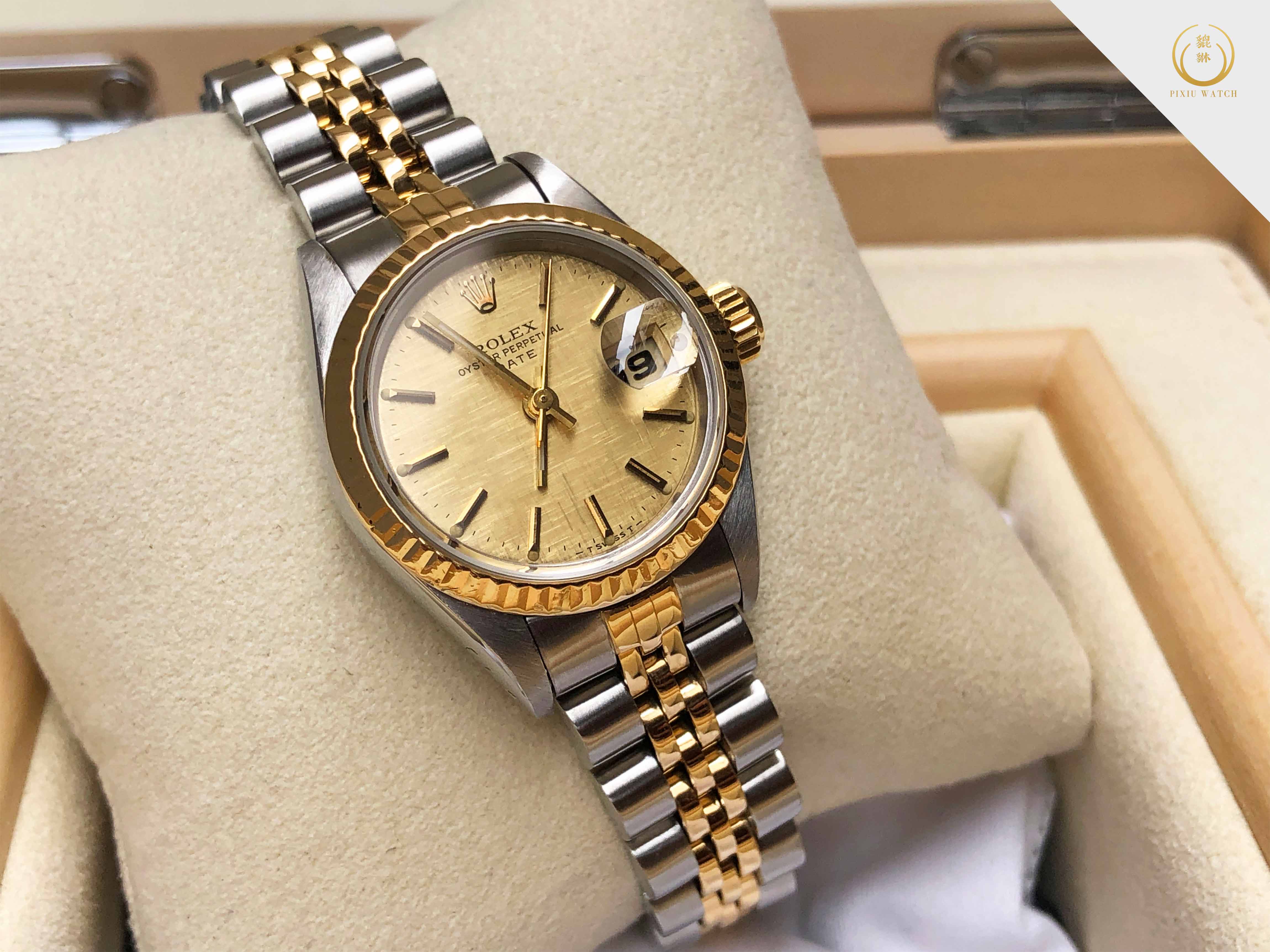 Rolex Oyster Perpetual Lady Date Two Tone Linen Dial