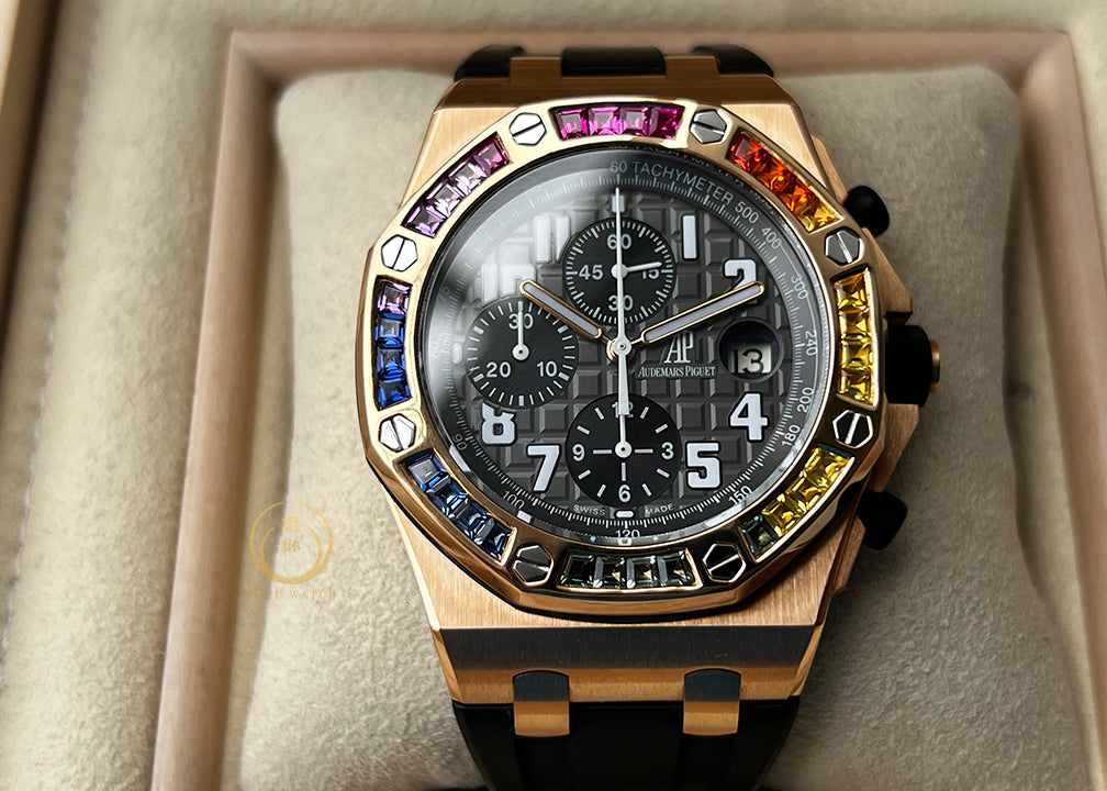 Audemars Piguet ROO 25940 Rubber Clad Pink Gold Rainbow