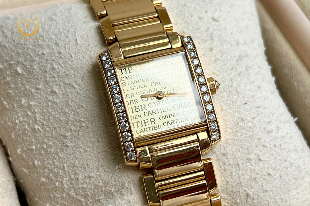 Cartier Tank Full Yellow Gold Diamonds Monogram Dial