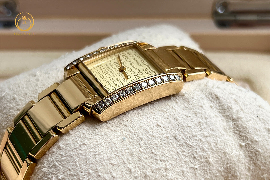 Cartier Tank Full Yellow Gold Diamonds Monogram Dial