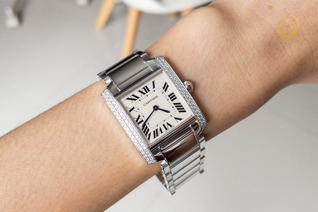 Cartier Tank Francaise 18K White Gold Diamonds Quartz