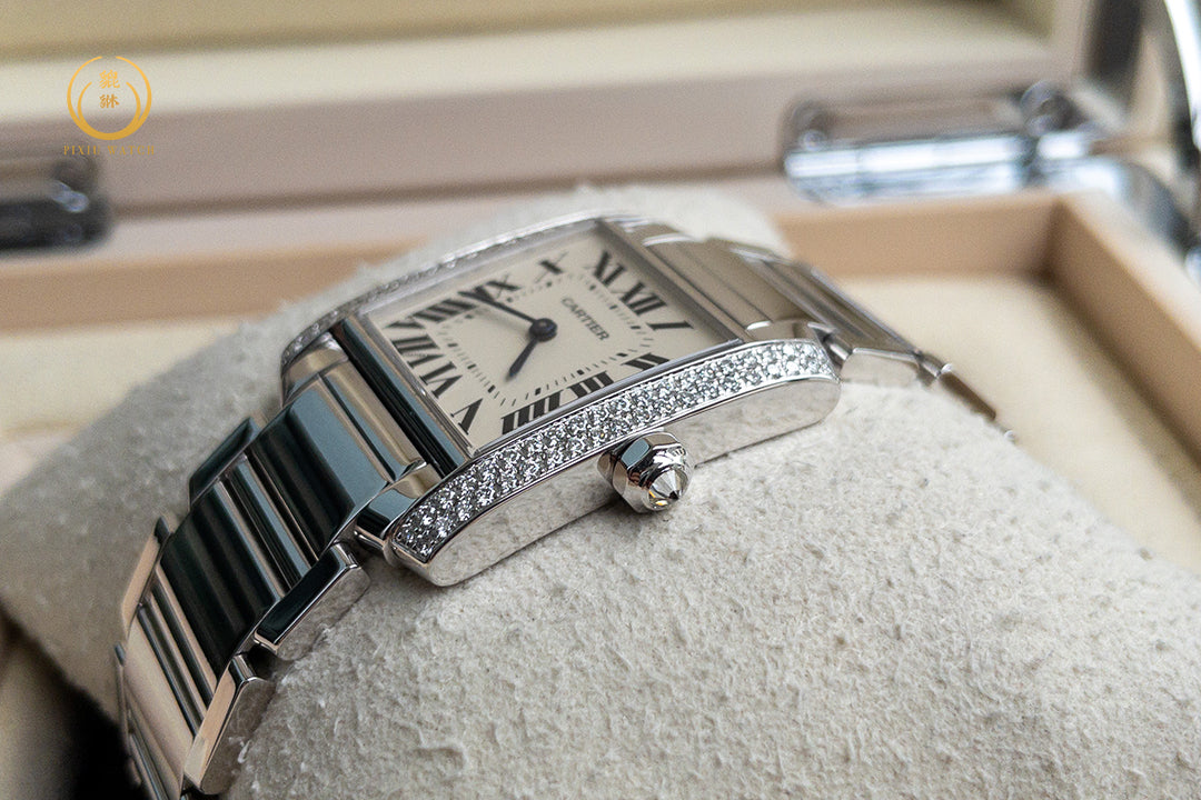 Cartier Tank Francaise 18K White Gold Diamonds Quartz