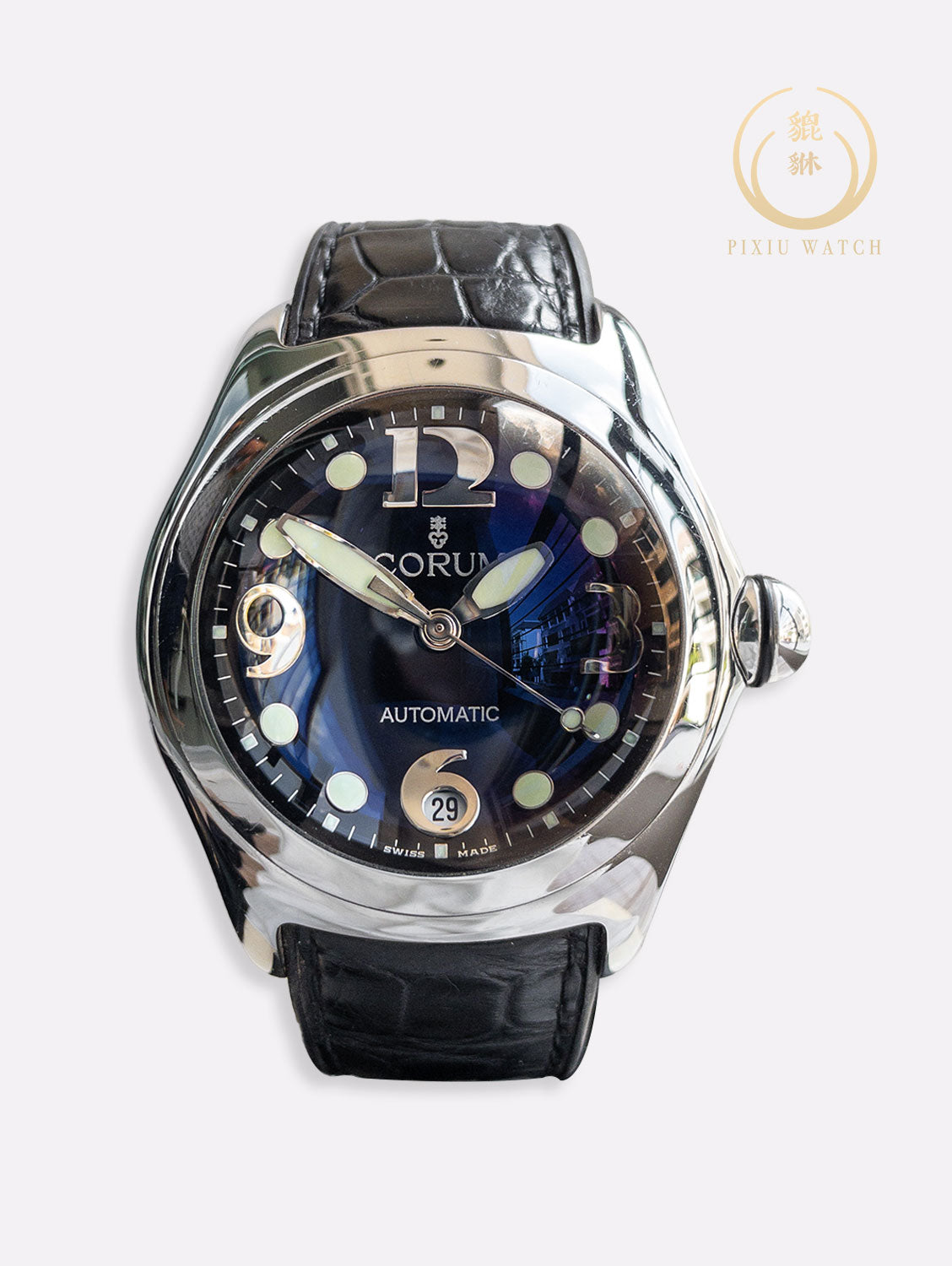 Corum Bubble Classic Black Dial Date Steel