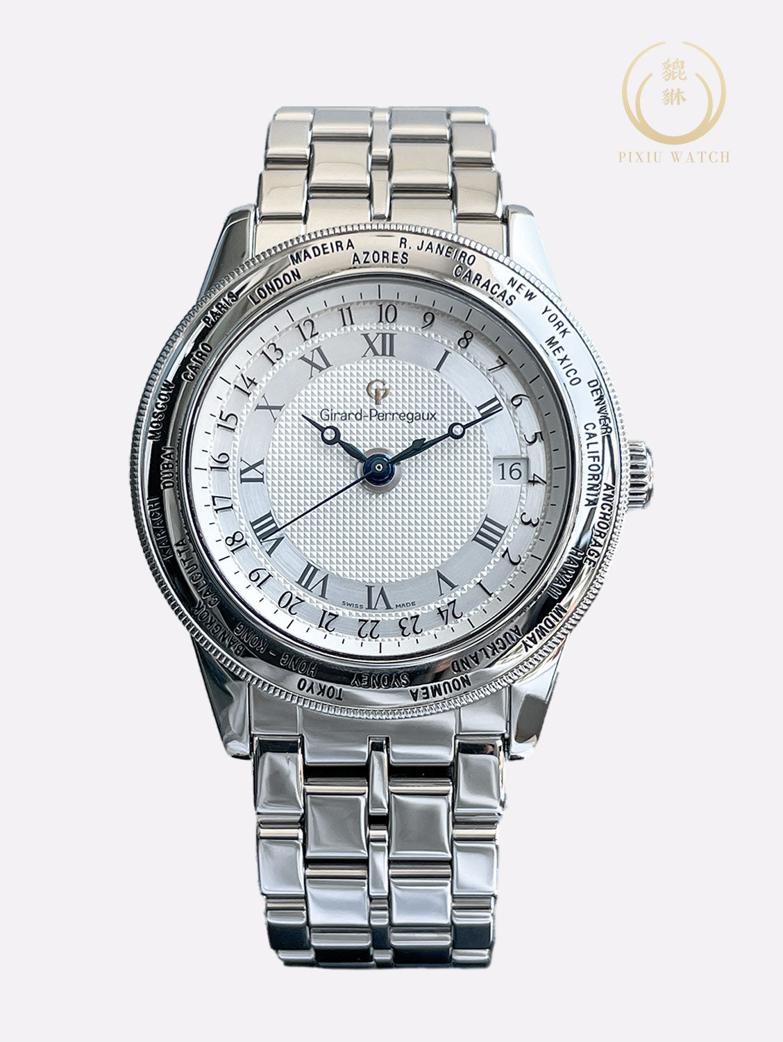 Girard-Perregaux GP 90 World Time Steel White Gold Bezel