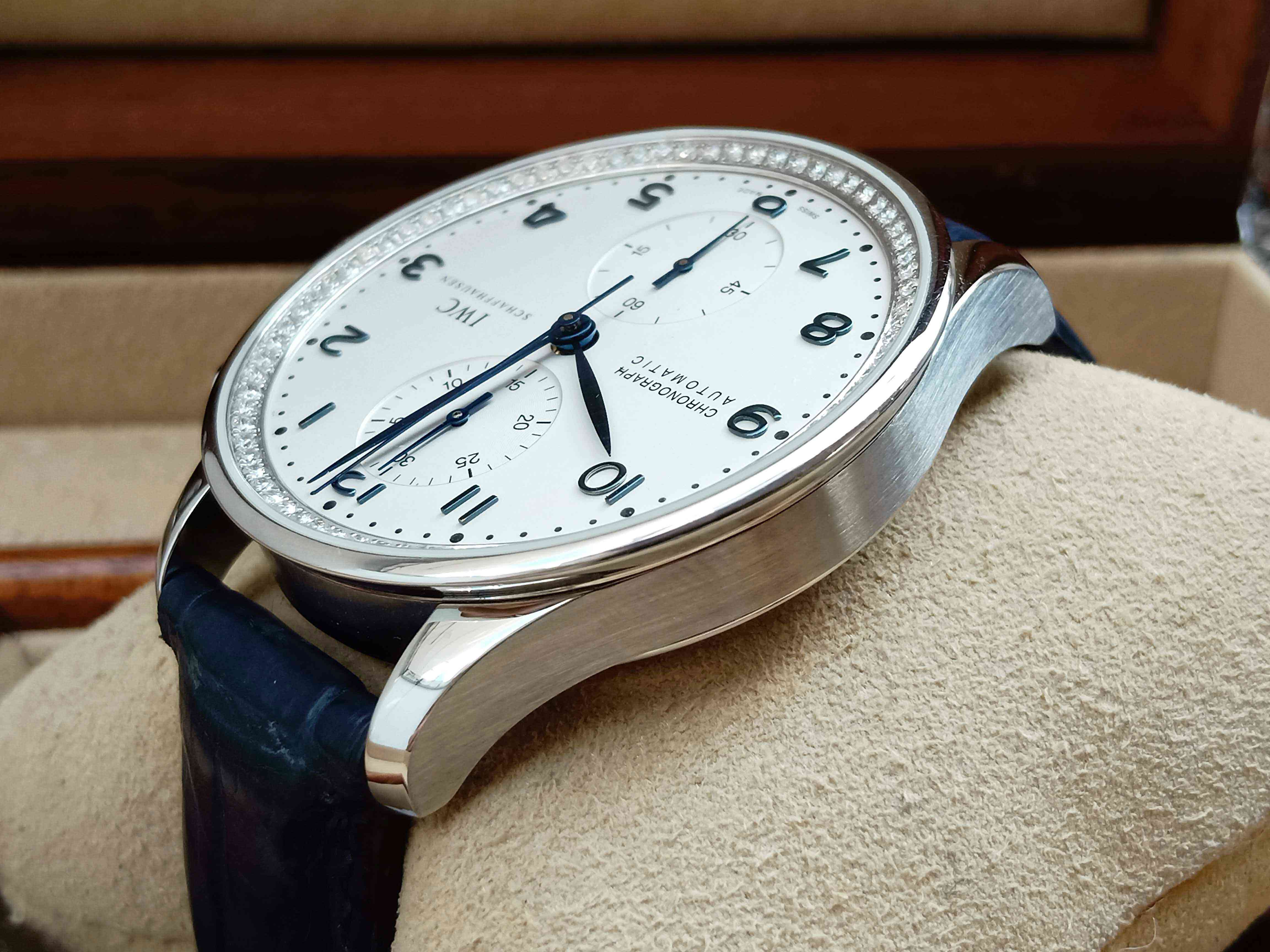 IWC Portuguese Chronograph IW3714 Blue Steel Diamond