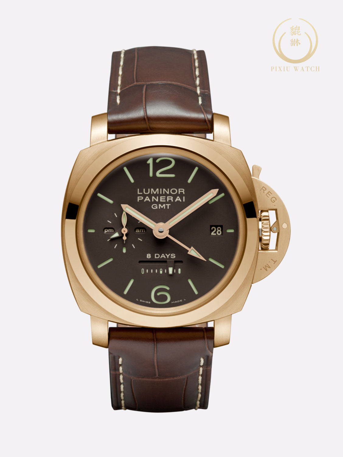Panerai Luminor 1950 GMT 8 Days Oro Rosso Rose Gold Pam289