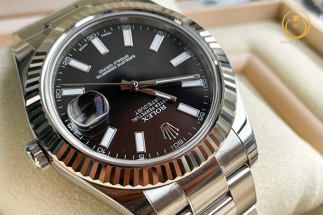 Rolex Datejust II White Gold Bezel Black Dial