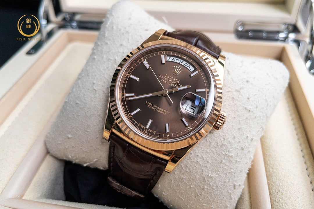 Rolex Day-Date Chocolate Dial 18K Everose Gold