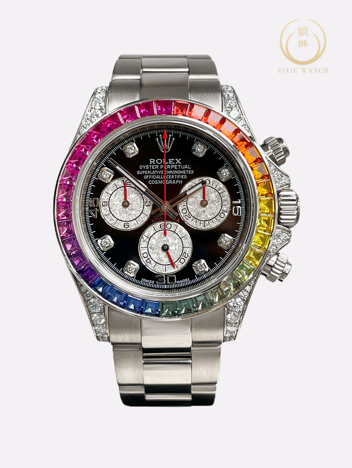 Rolex Daytona Rainbow White Gold After Set