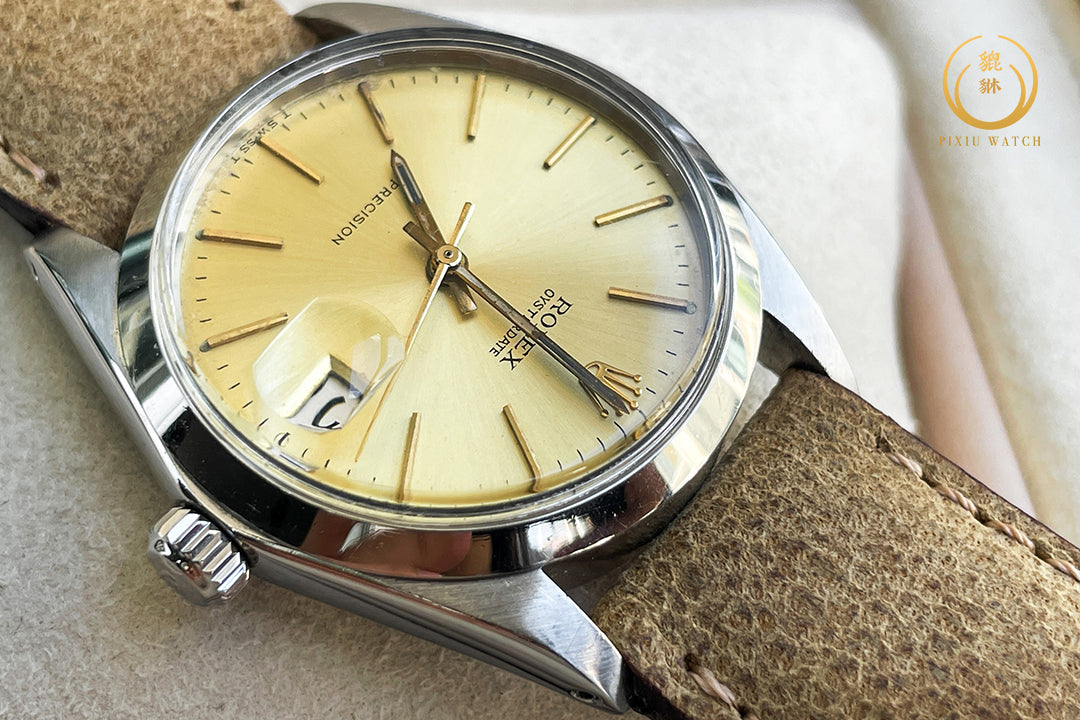 Rolex Oyster Date Vintage 6694 Precision Gold Dial Steel