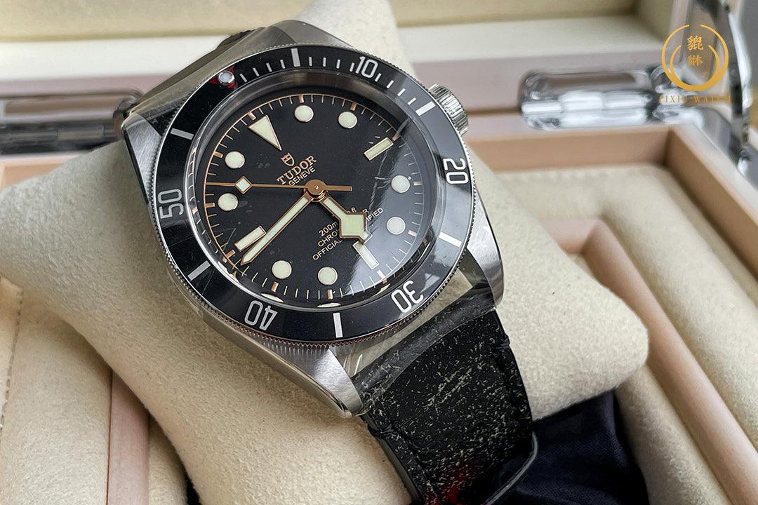 NEW" Tudor Black Bay Black Aged Strap