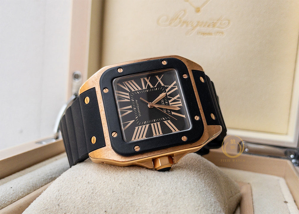 Cartier Santos 2792 Rose Gold/Rubber (L)