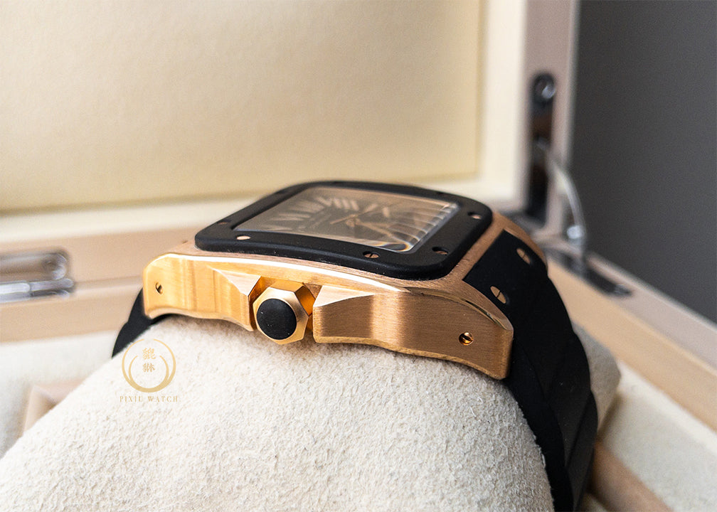 Cartier Santos 2792 Rose Gold/Rubber (L)