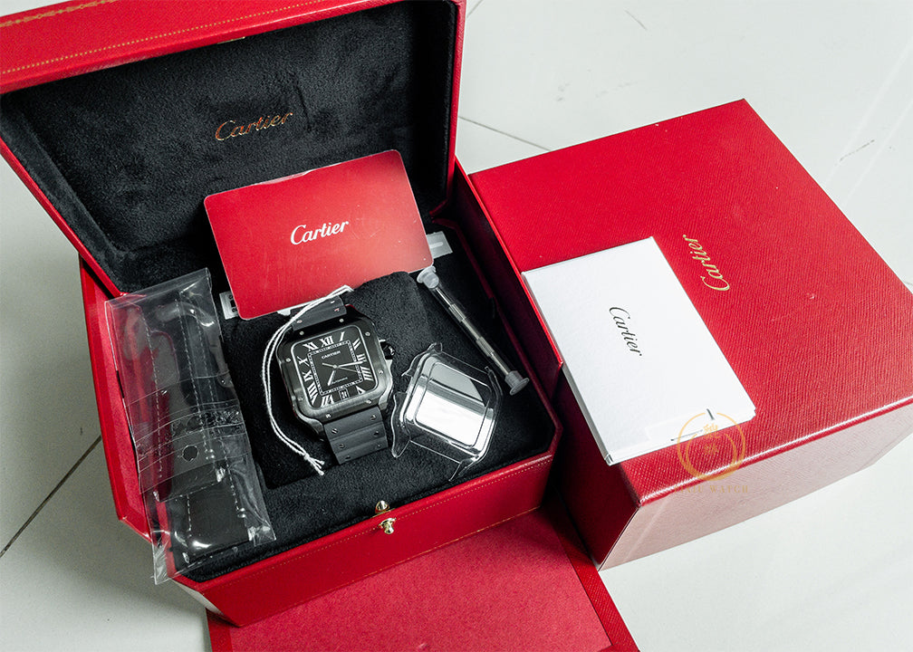 Cartier Santos Large Model Black Steel