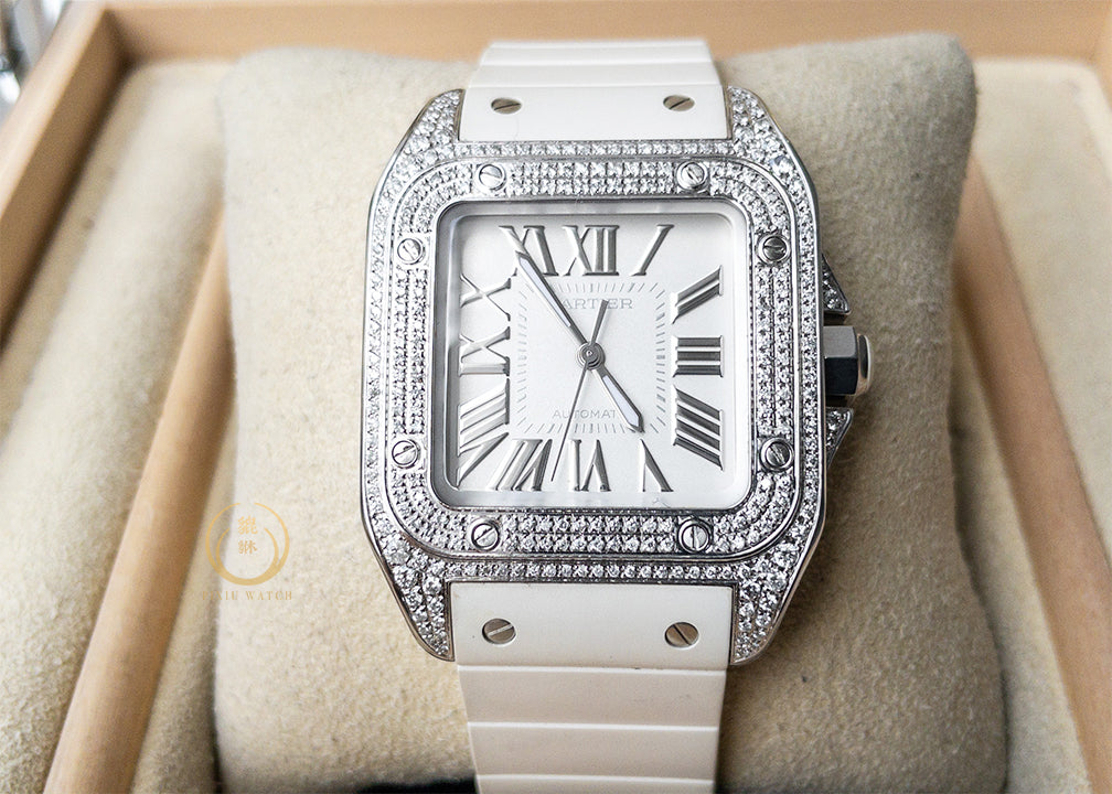 Cartier Santos White Rubber