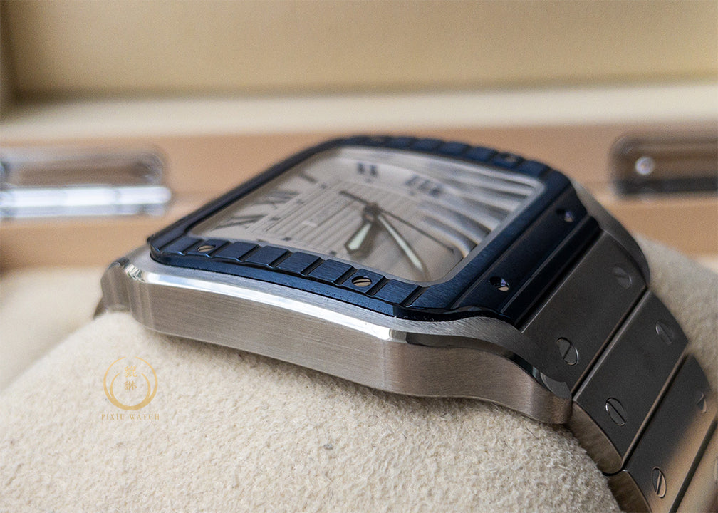 Cartier Santos Steel Blue Bezel