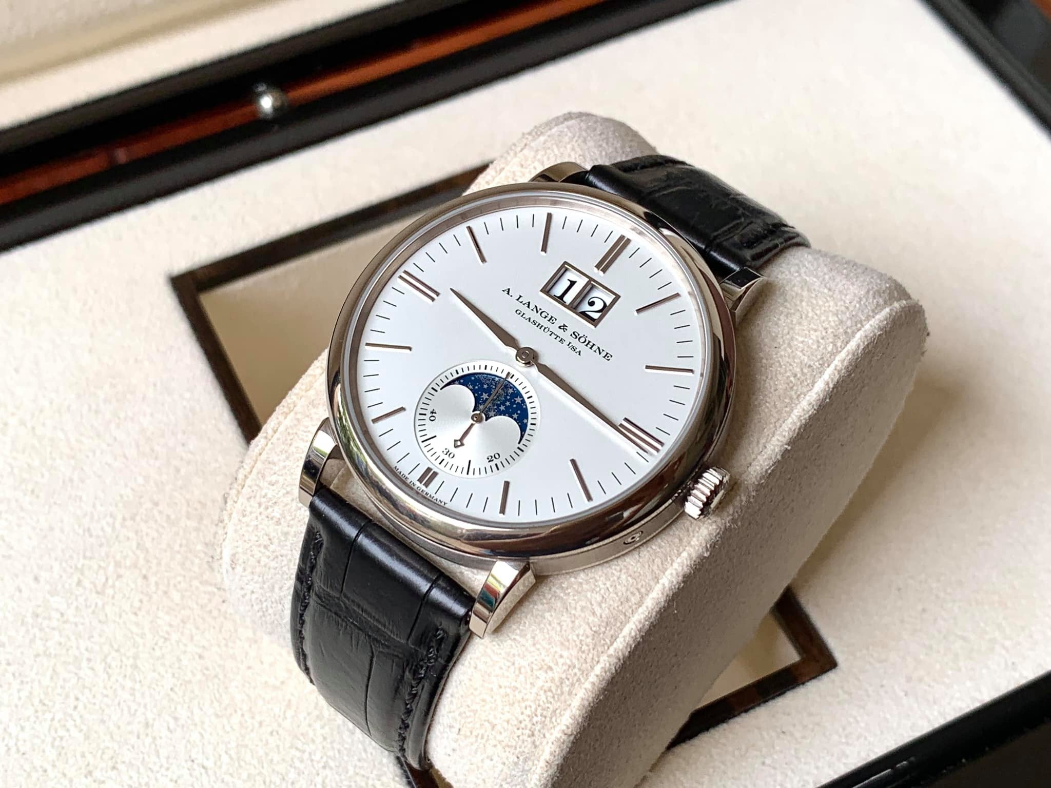 A. Lange & Sohne Saxonia Moonphase White Gold