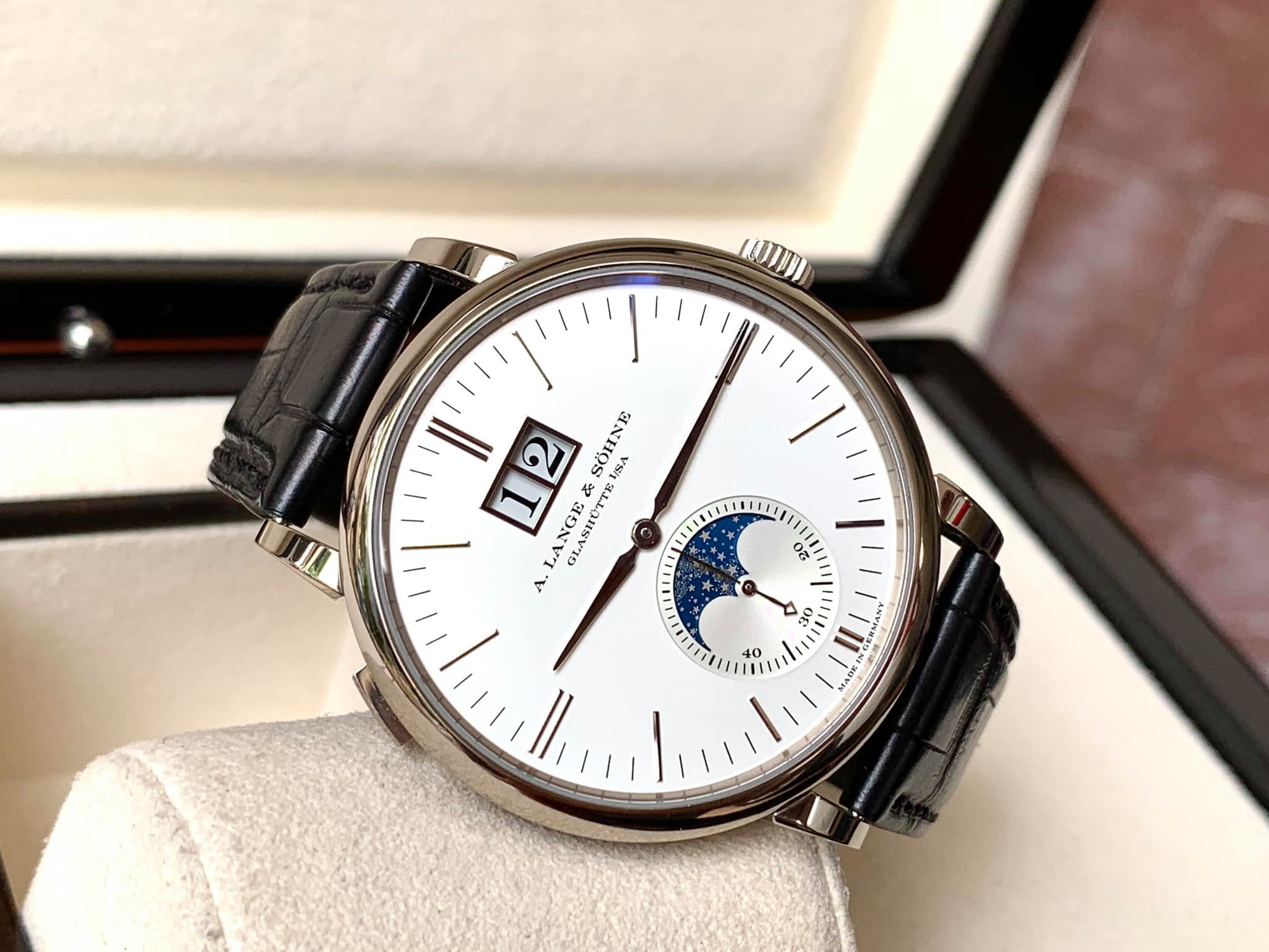 A. Lange & Sohne Saxonia Moonphase White Gold