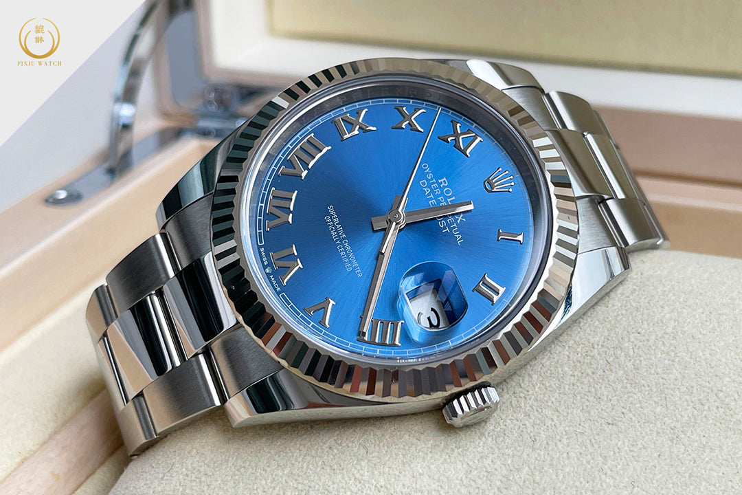 Rolex Datejust Fluted Bezel White Gold Blue Dial