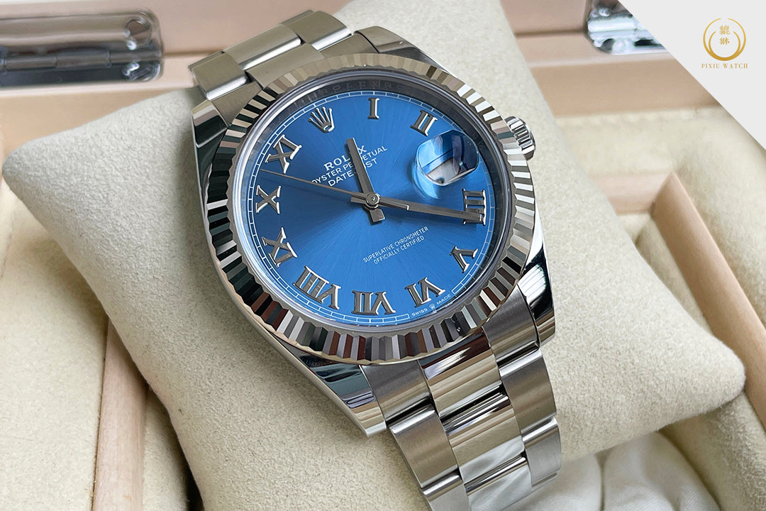 Rolex Datejust Fluted Bezel White Gold Blue Dial