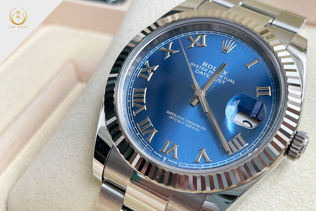 Rolex Datejust Fluted Bezel White Gold Blue Dial