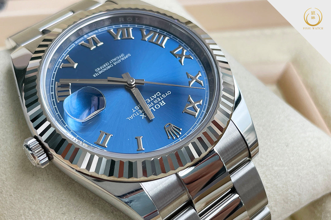 Rolex Datejust Fluted Bezel White Gold Blue Dial