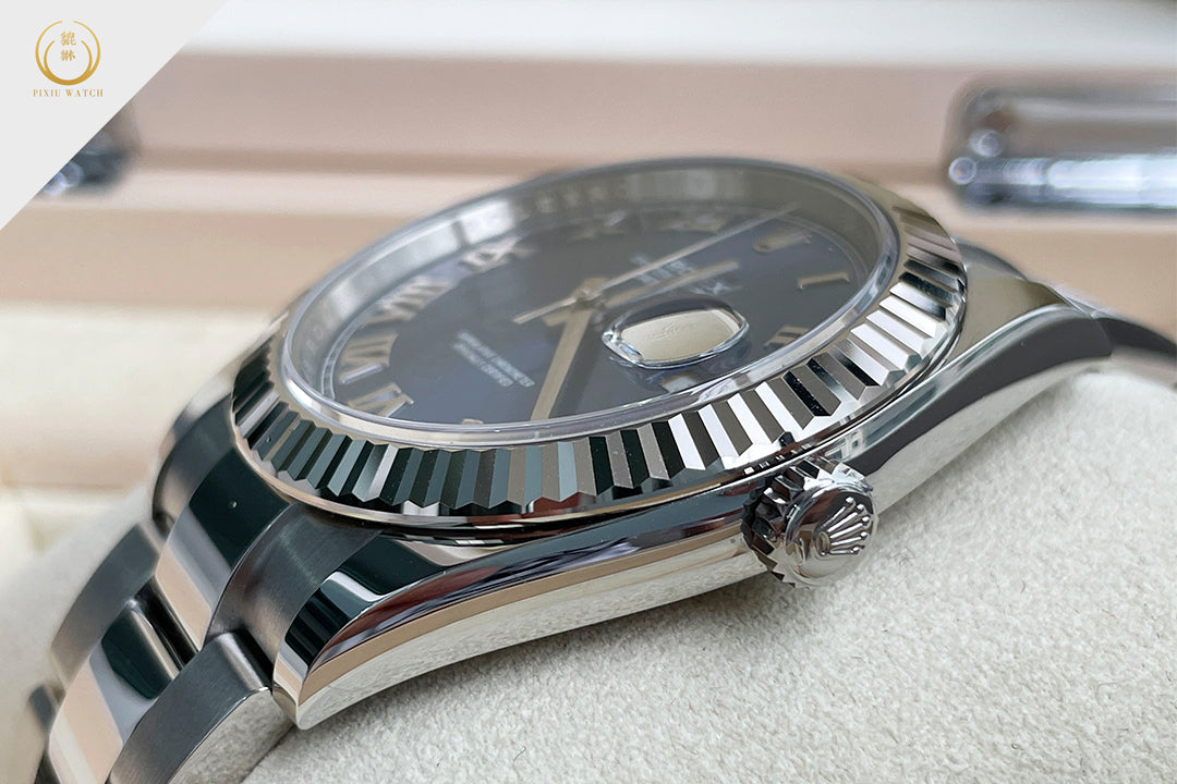 Rolex Datejust Fluted Bezel White Gold Blue Dial