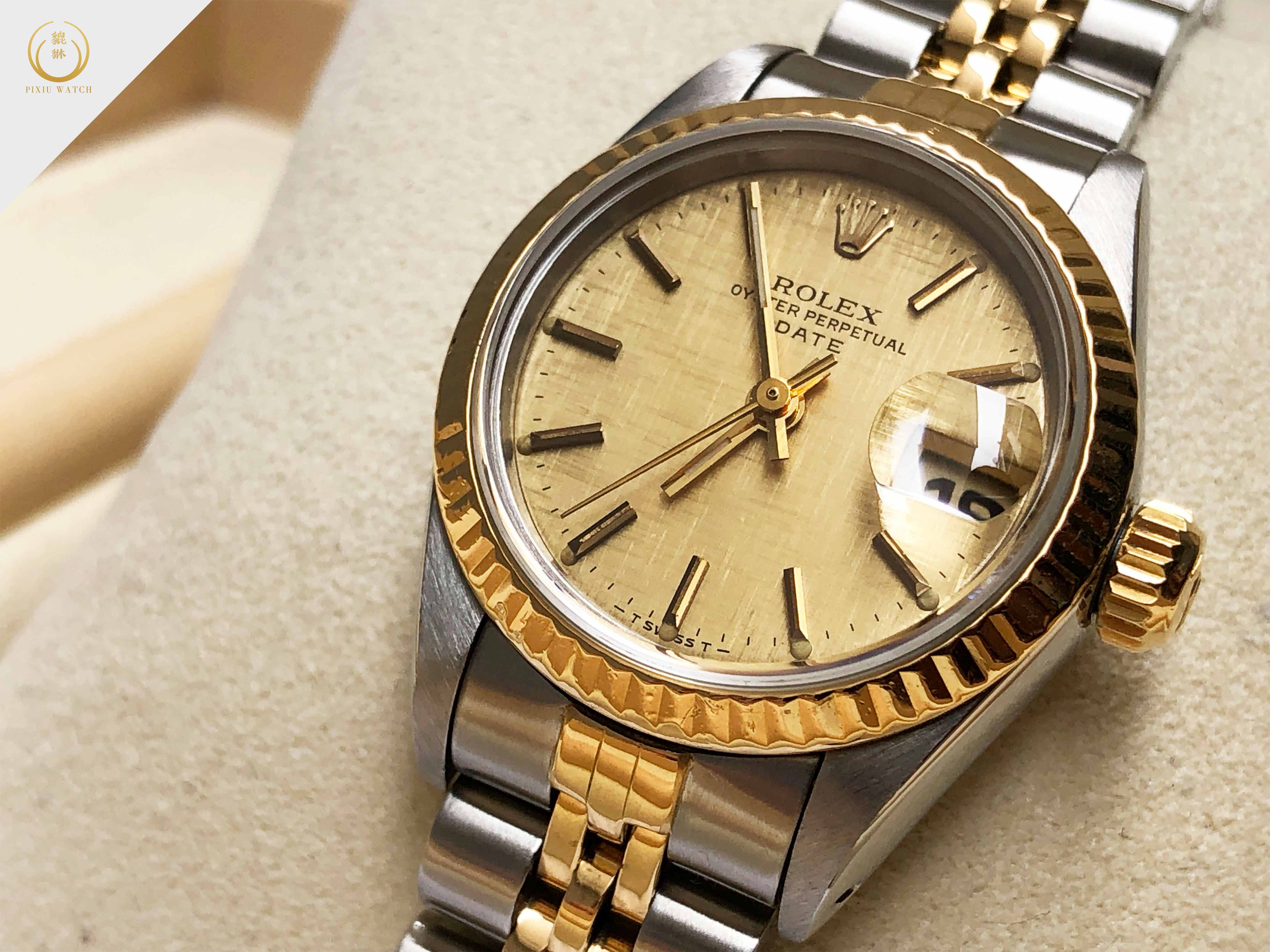 Rolex Oyster Perpetual Lady Date Two Tone Linen Dial