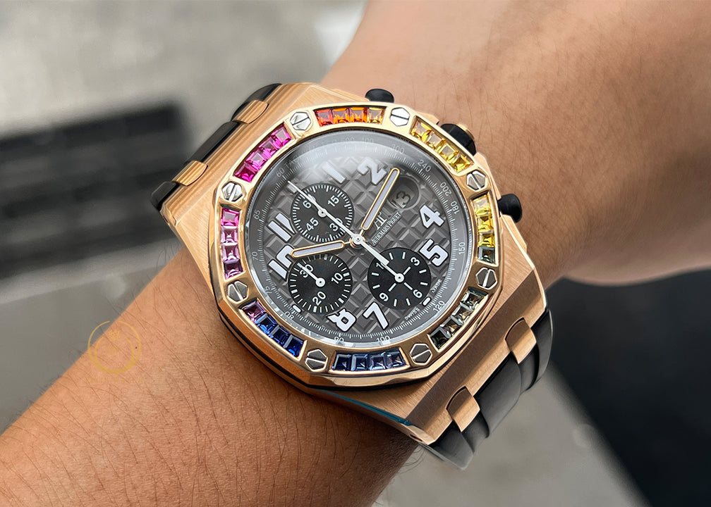 Audemars Piguet ROO 25940 Rubber Clad Pink Gold Rainbow