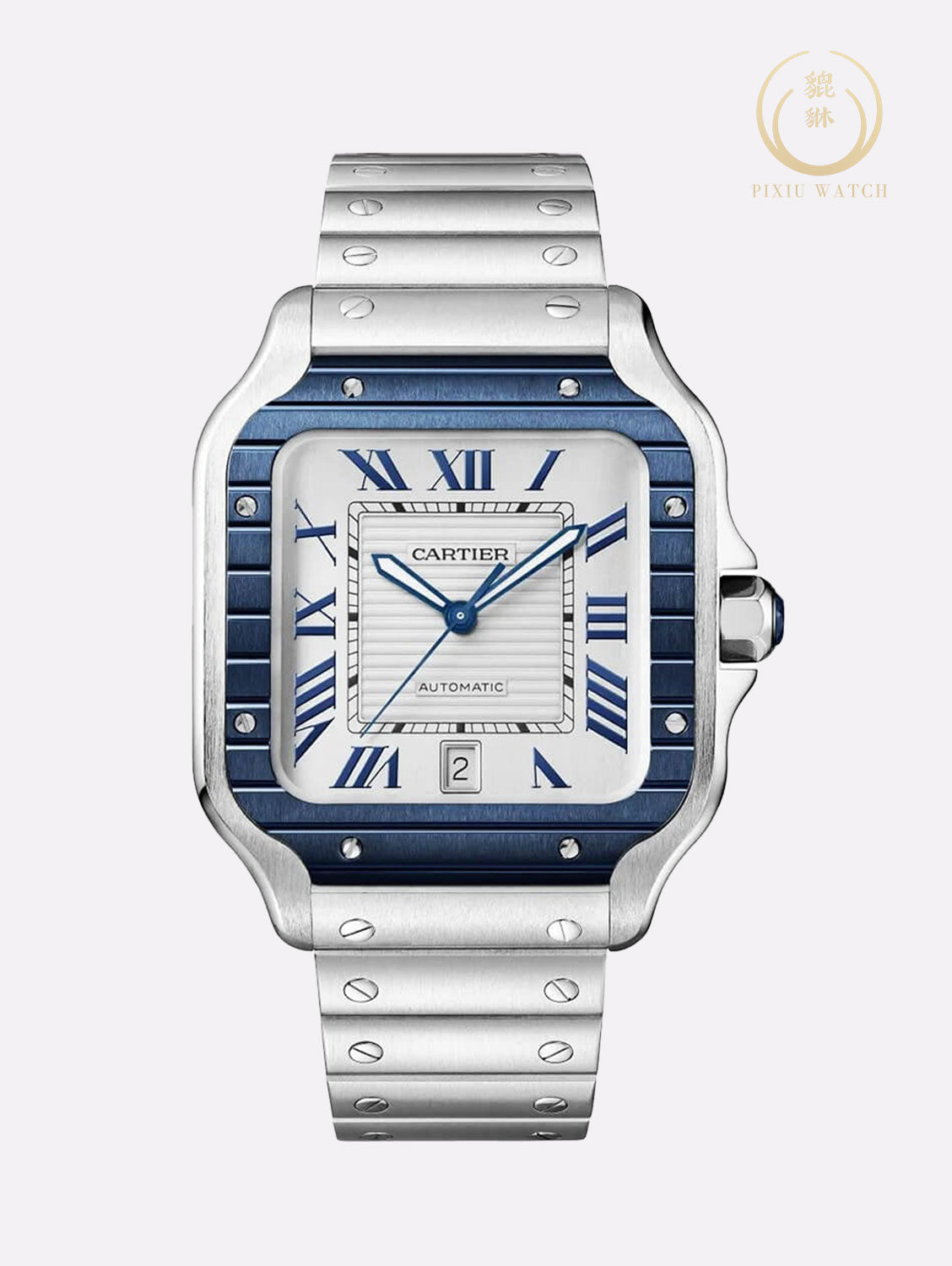 Cartier Santos Steel Blue Bezel