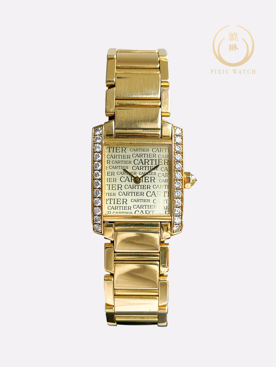 Cartier Tank Full Yellow Gold Diamonds Monogram Dial