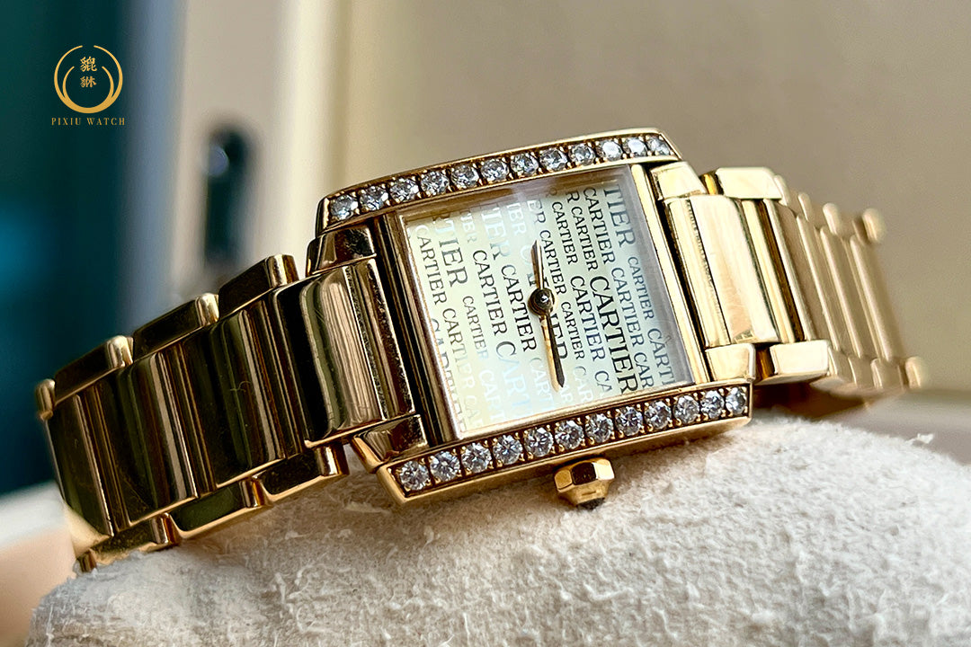 Cartier Tank Full Yellow Gold Diamonds Monogram Dial