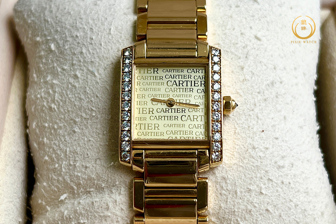 Cartier Tank Full Yellow Gold Diamonds Monogram Dial