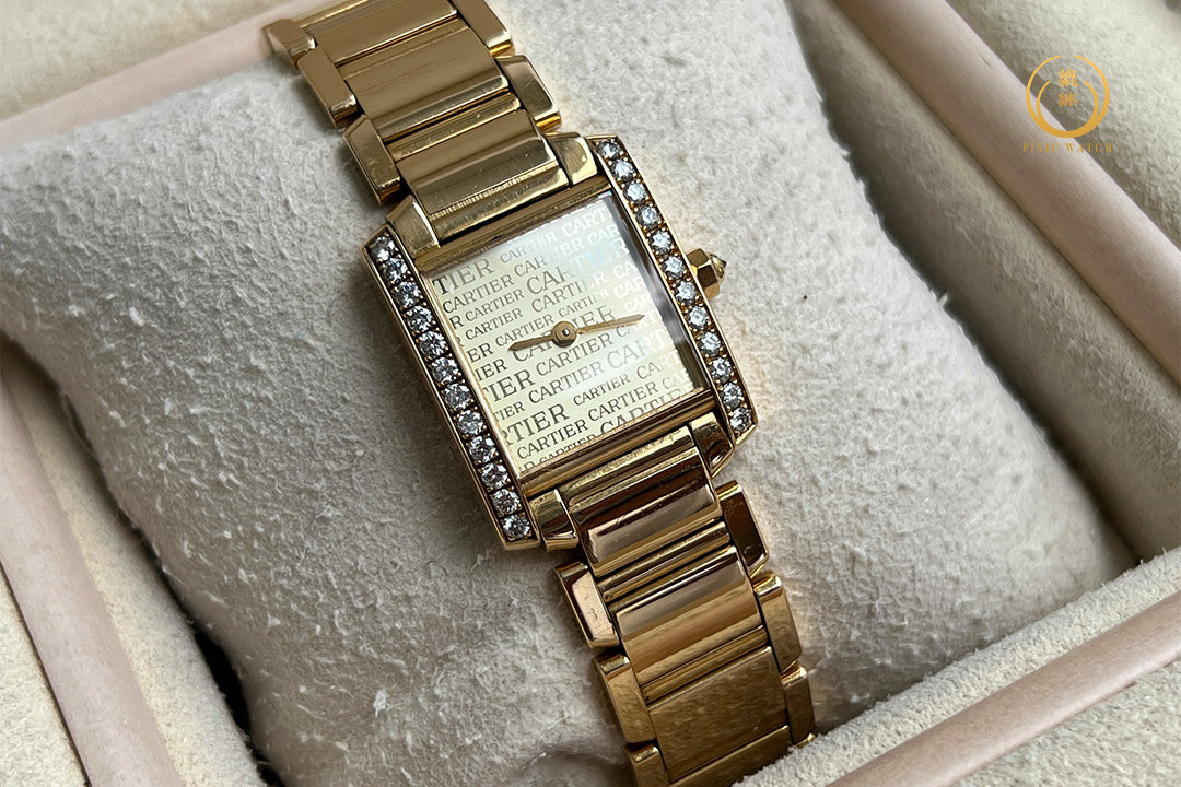 Cartier Tank Full Yellow Gold Diamonds Monogram Dial
