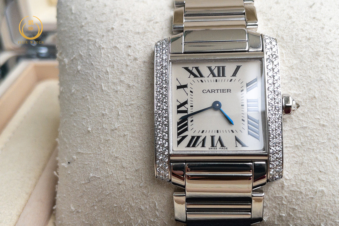 Cartier Tank Francaise 18K White Gold Diamonds Quartz