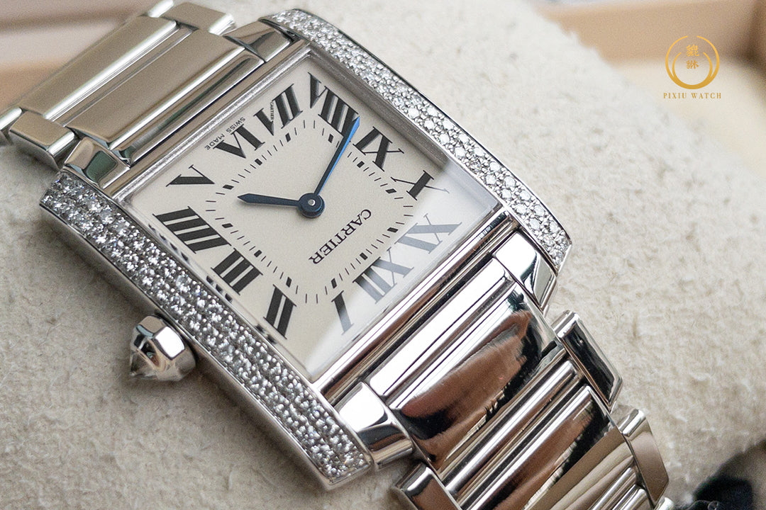 Cartier Tank Francaise 18K White Gold Diamonds Quartz