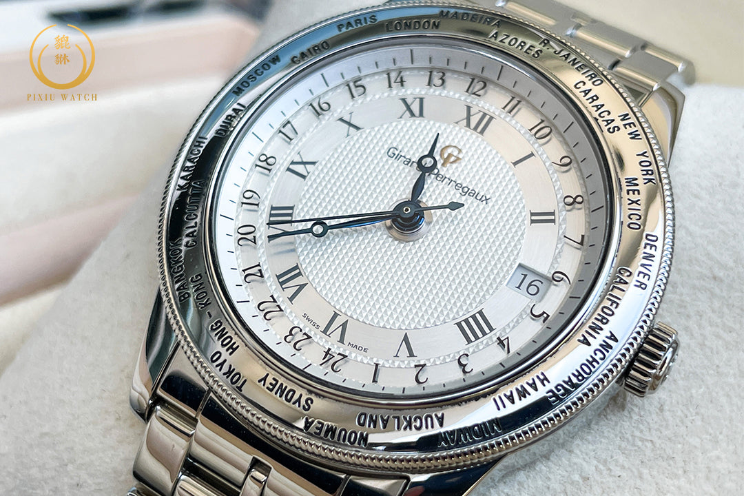 Girard-Perregaux GP 90 World Time Steel White Gold Bezel