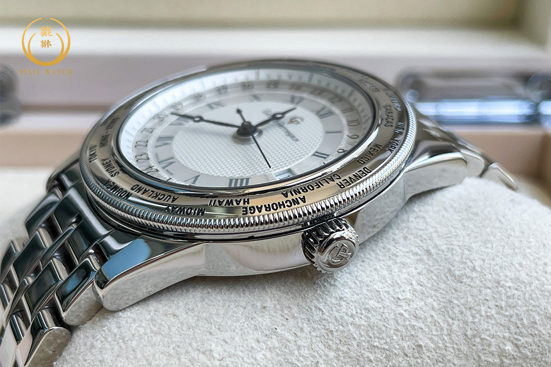 Girard-Perregaux GP 90 World Time Steel White Gold Bezel