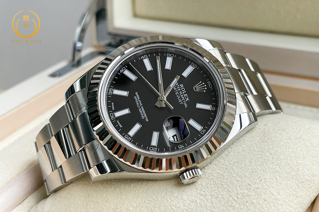 Rolex Datejust II White Gold Bezel Black Dial