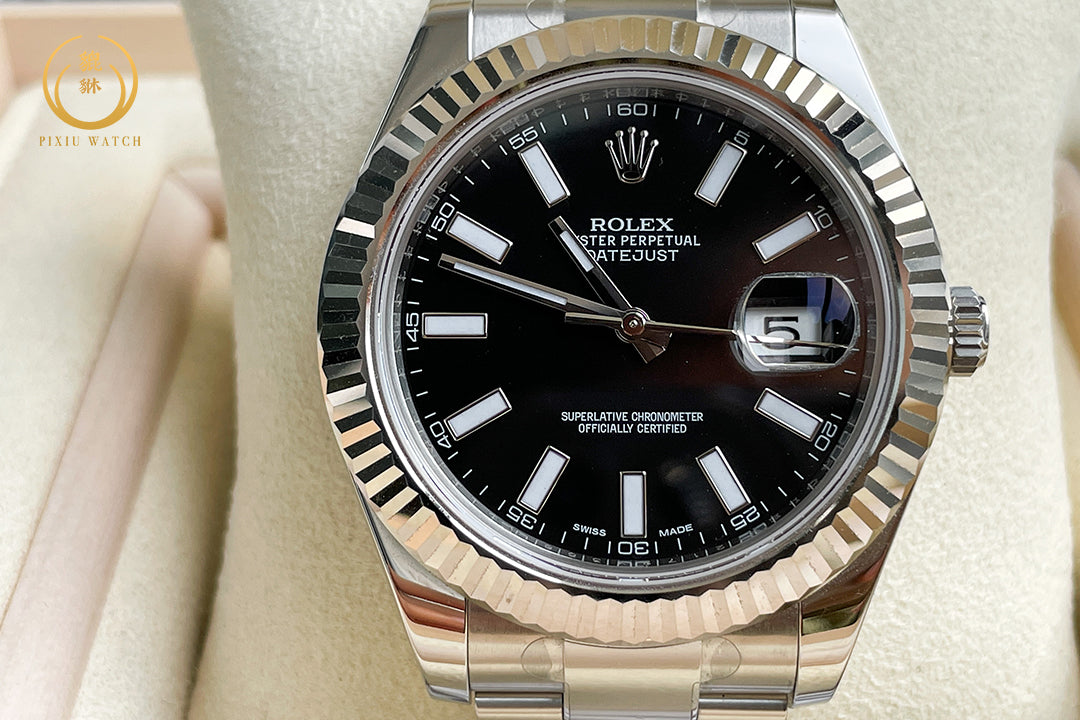 Rolex Datejust II White Gold Bezel Black Dial