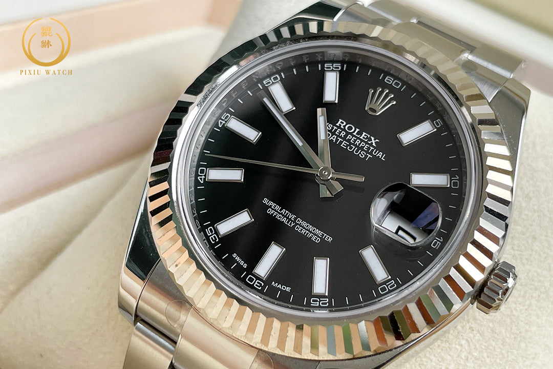 Rolex Datejust II White Gold Bezel Black Dial