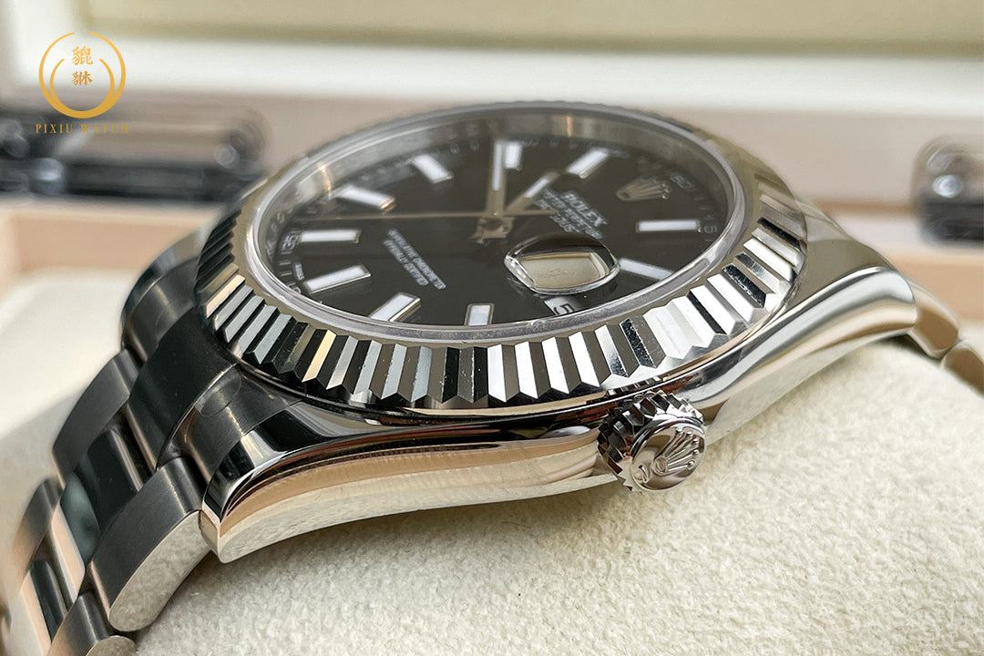 Rolex Datejust II White Gold Bezel Black Dial